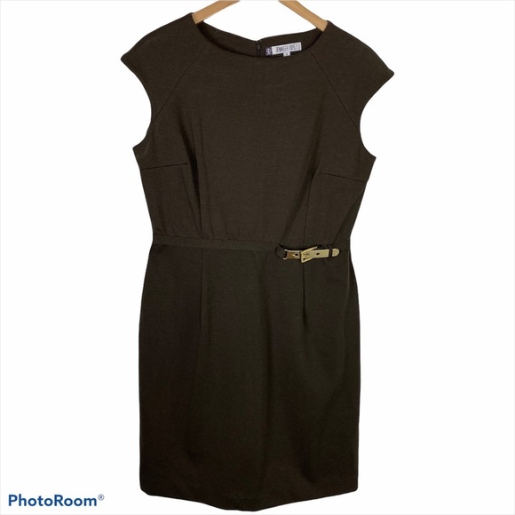 Jennifer Lopez Dresses & Skirts - JENNIFER LOPEZ Ethereal Beauty Wild Brown Sheath Dress NWT Size 16 Gold Buckle